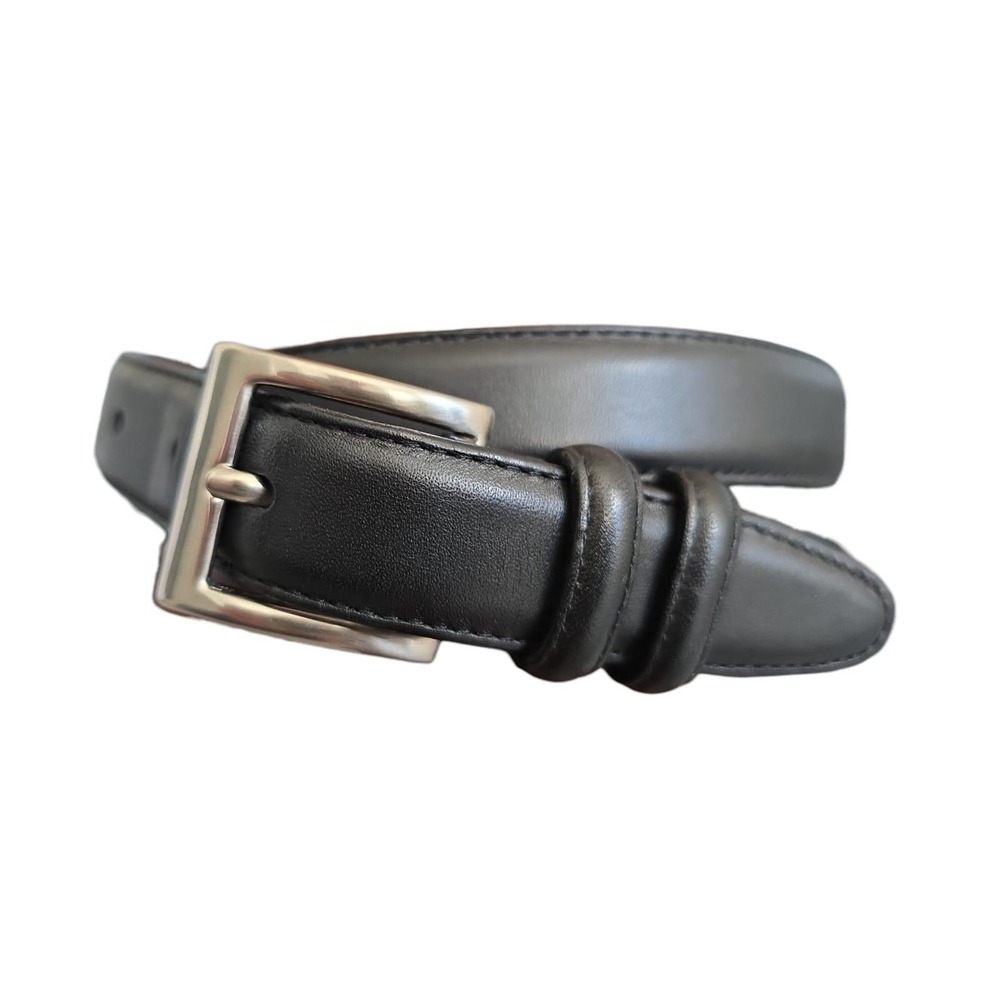 Vintage Coach Mens Black / Nickel Leather 34" Dress Belt 1"W  no. 3849 EUC 90s